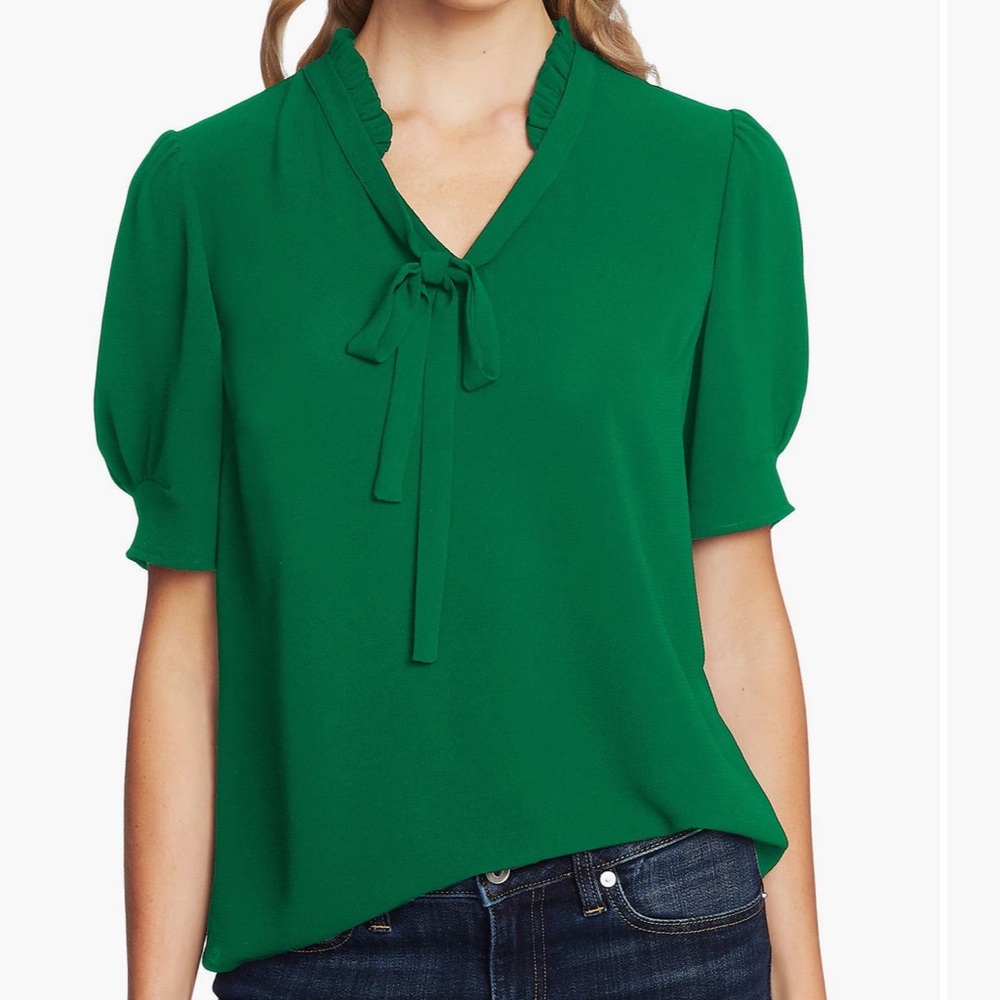 CeCe Ruffle Tie Neck Top